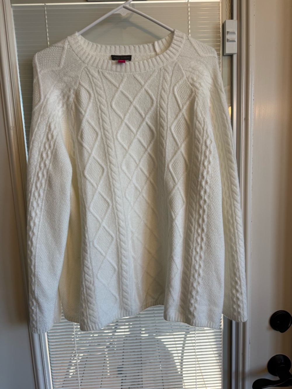 Vince Camuto Cream Cable Knit Crewneck Sweater